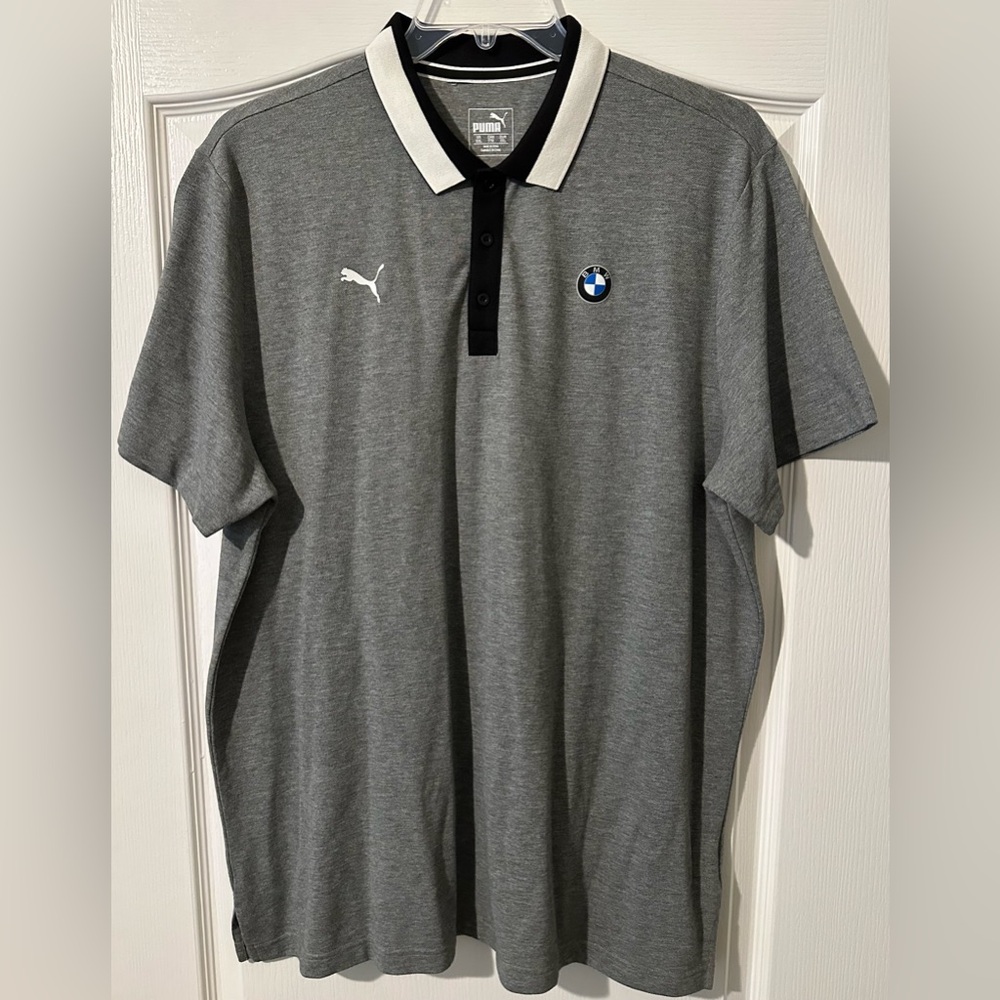 Puma BMW Motorsport Short Sleeve Polo Shirt, Grey & Blk & White SZ-XXL Like New!